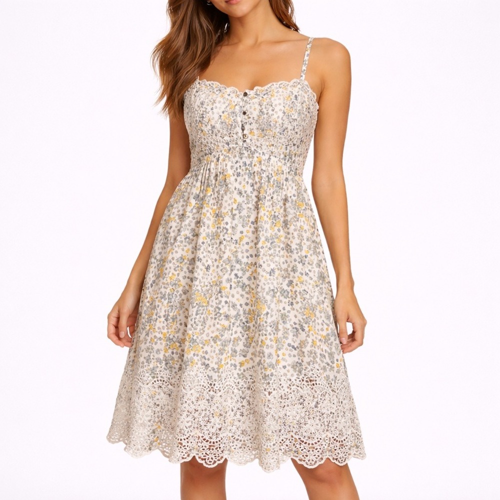 JOIE Floral Eyelet Embroidered Mini Dress. Size Small